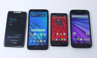 Lot of 4 Working Motorola Android Smartphones - Moto e6 / Droid Mini / Moto G - Image 1 of 4