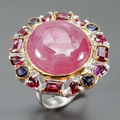 Anillo hecho a mano de 25 quilates+ rubí plata de ley 925 talla 9/R441167 Foto 1 de 4