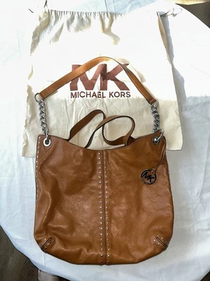 MICHAEL KORS Astor Uptown Cuero Cadena Cartera Bolso de Hombro Equipaje Marrón y Bolso Foto 1 de 4