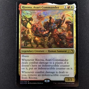 Foil Risona, Asari Commander -Kamigawa: Neon Dynasty - Pre Release Promo Foil - Picture 1 of 2