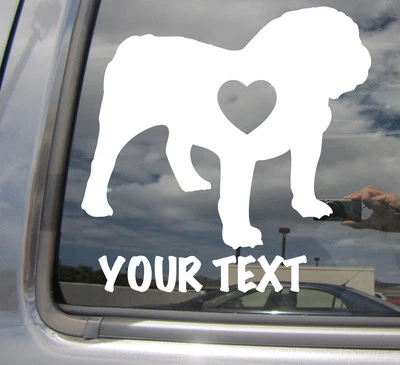 Bulldog Perro Corazón Amor - Bully Texto Personalizado Ventana Coche Vinilo Calcomanía Adhesiva 01107 Foto 1 de 2