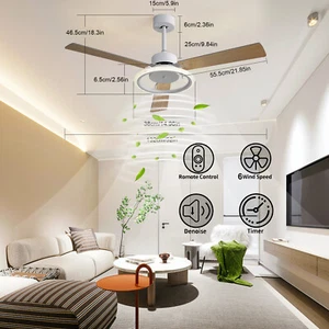 52 Inch Ceiling Fan With Lamp Black Ceiling Fan W/ Remote Ceiling Fan\ - Picture 1 of 18