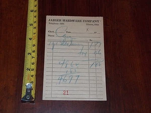 DE COLECCIÓN ANTIGUA EMPRESA DE HARDWARE JAEGER ELMORE OHIO TIENDA #1 - Imagen 1 de 2