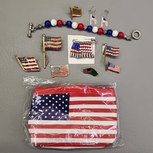 Broche Bandera Lote de 11 Estrás Rojo Blanco Azul Prendedores Pulsera Monedero - Imagen 1 de 14