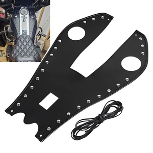 Motorcycle PU Leather Fuel Gas Tank Pad Panel Bib Bra Cover For Harley Road King - Picture 1 of 18
