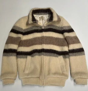 VTG Alafoss Icewool Mens Akra Prjon Jacket Full Zip Sweater Lined Iceland Small - Picture 1 of 16