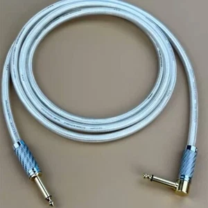 QED 1/4" Mono Male to Right-Angle Male Woven Guitar/Bass Cable - Picture 1 of 8