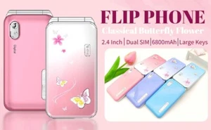 Lady-Flip Mobile Phone Women Dual Sim Card MP3 Wireless FM SOS Torch Cute Cover - Photo 1/13