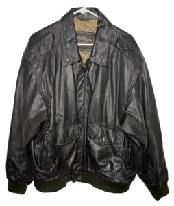 Vintage US Army Flyers A-2 Leather Jacket Mens 2XL Black 1980s US Air Force  ❤️ - Picture 1 of 16