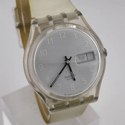 Swatch Quartz Watch Unisex 34mm Case Day Date Three Hands Analog Foto 1 de 4