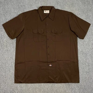 VINTAGE Dickies Short Sleeve Work Shirt Adult 3XL Brown 2002 Chore Mechanic NOS - Picture 1 of 15