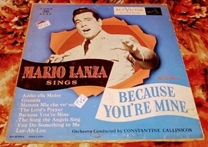 MARIO LANZA SINGS Because You're Mine 10" LP Soundtrack RCA Victor Record LM701V - Picture 1 of 4