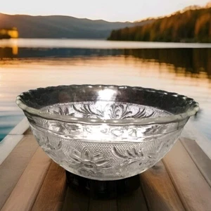   INDIANA TIARA CRYSTAL CLEAR SANDWICH BOWL 7-1/2"  3.25"H  - Picture 1 of 5