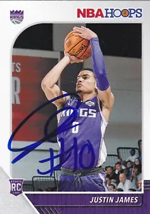 JUSTIN JAMES SACRAMENTO KINGS SIGNED 2019-20 HOOPS ROOKIE CARD WYOMING COWBOYS - Picture 1 of 1