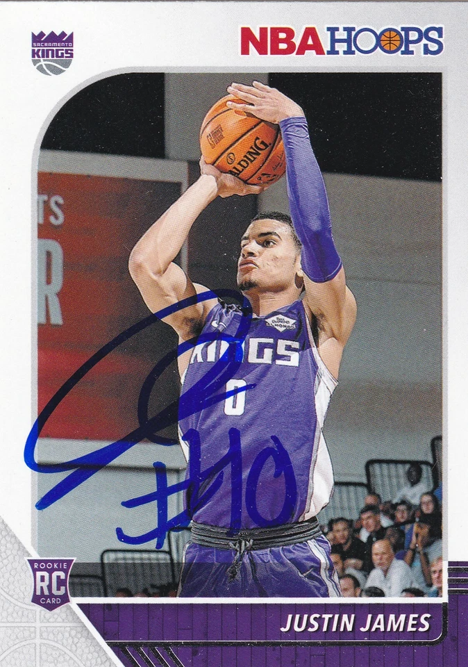 JUSTIN JAMES SACRAMENTO KINGS SIGNED 2019-20 HOOPS ROOKIE CARD WYOMING COWBOYS - Image 1 of 1