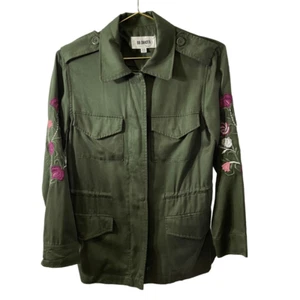 BB Dakota Embroidered Floral Military Green Jacket Size XS - Picture 1 of 12