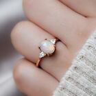 Natural Ethiopian Opal Three Stone Ring In 925 Sterling Silver Oval Cabochon Rin