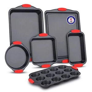 Baking Set – 6 Piece Kitchen Oven Bakeware Set – Deluxe Non-Stick Black Coati... - Picture 1 of 8