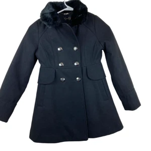 Jessica Simpson Girls Sz 10 Black Holiday Dress Coat Faux Fur Collar Christmas - Picture 1 of 4
