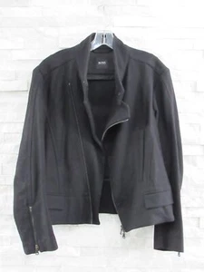 Hugo Boss Men's Black Wool Motorcycle Biker Zip Cawas Jacket Coat 38 R M - Picture 1 of 7