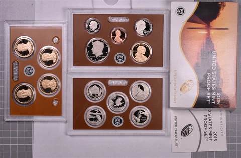 2015-S U.S. Mint Clad Proof 14 Coin Set With Box & COA Cover