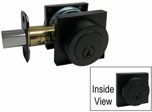 Matte Black Square Plate door locks Knobs Keyed entry privacy passage deadbolt - Picture 1 of 15