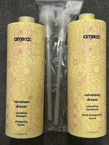 Amika Velveteen Dream Smoothing Shampoo & Conditioner 33.8 oz Duo with PUPMS - Picture 1 of 3
