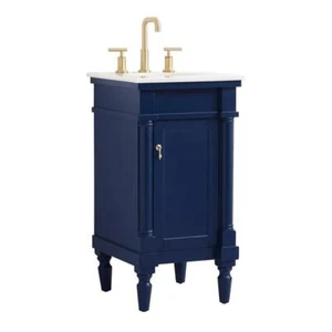 Elegant Decor Lexington 18.5" Solid Wood Single Bathroom Vanity in Blue - Picture 1 of 8