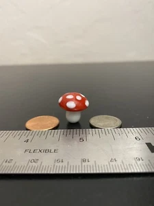 Hand Blown Glass Figurine Collectibles Handmade Miniature Mushroom Bead Red 2 - Picture 1 of 4