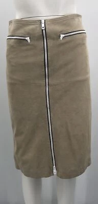 Rag & Bone 'Alison' Beige Suede Front-Zip Knee-Length Pencil Skirt sz 4 - Image 1 of 4