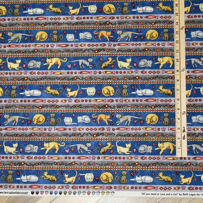 All You Need is Love & a Cat Multi Stripe Fabric  24" x 42"  #9908 - Image 1 of 3