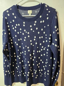 A New Day Women's Crewneck Pullover Blue w/white Polka dots XL NWOT - Picture 1 of 3