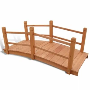 Art Solid Wood Garden Yard Bridge 5' Outdoor Decor Backyard Stream Pond Walkway - Picture 1 of 4