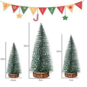 Christmas Tree 3 Sizes Artificial Christmas Tree with Wooden Base Mini Christ... - Picture 1 of 6
