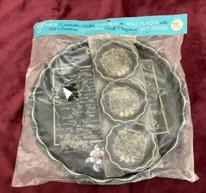 VTG Kitsch Colorado State Metal Tray Plaque & Coaster Dish Souvenir Set MIP - Picture 1 of 1