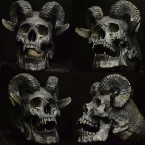 Anillo punk 10 piezas gótico con cuernos calavera de demonio plateado para hombre motociclista - Imagen 1 de 3