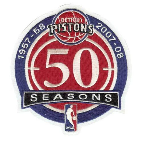 Detroit Pistons 50th Anniversary Season Logo Patch Warm Up Jersey Large Version Cover