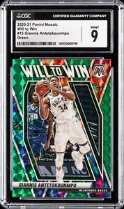 2020-21 Panini Mosaic Giannis Antetokounmpo #15 Will to Win Green CGC 9 - Picture 1 of 2