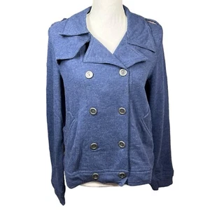 Sudadera Tresics Doble Pecho Abotonada Cuello Punta Manga Larga Azul L - Imagen 1 de 10