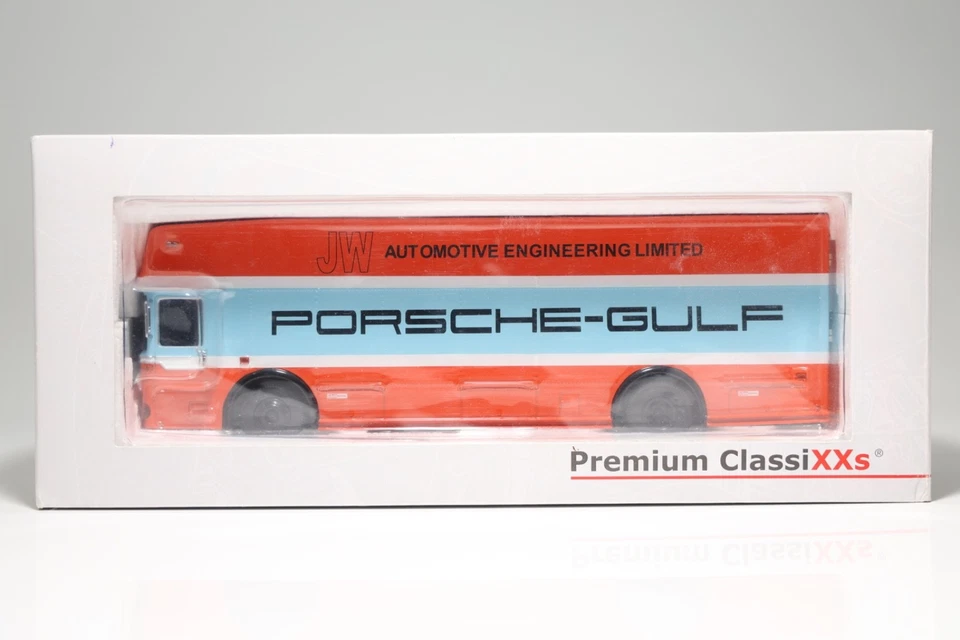 1/43 高级 ClassiXXs 1970 梅赛德斯赛车运输车(海湾保时捷橙色/蓝色) — 第 1/4 张图片