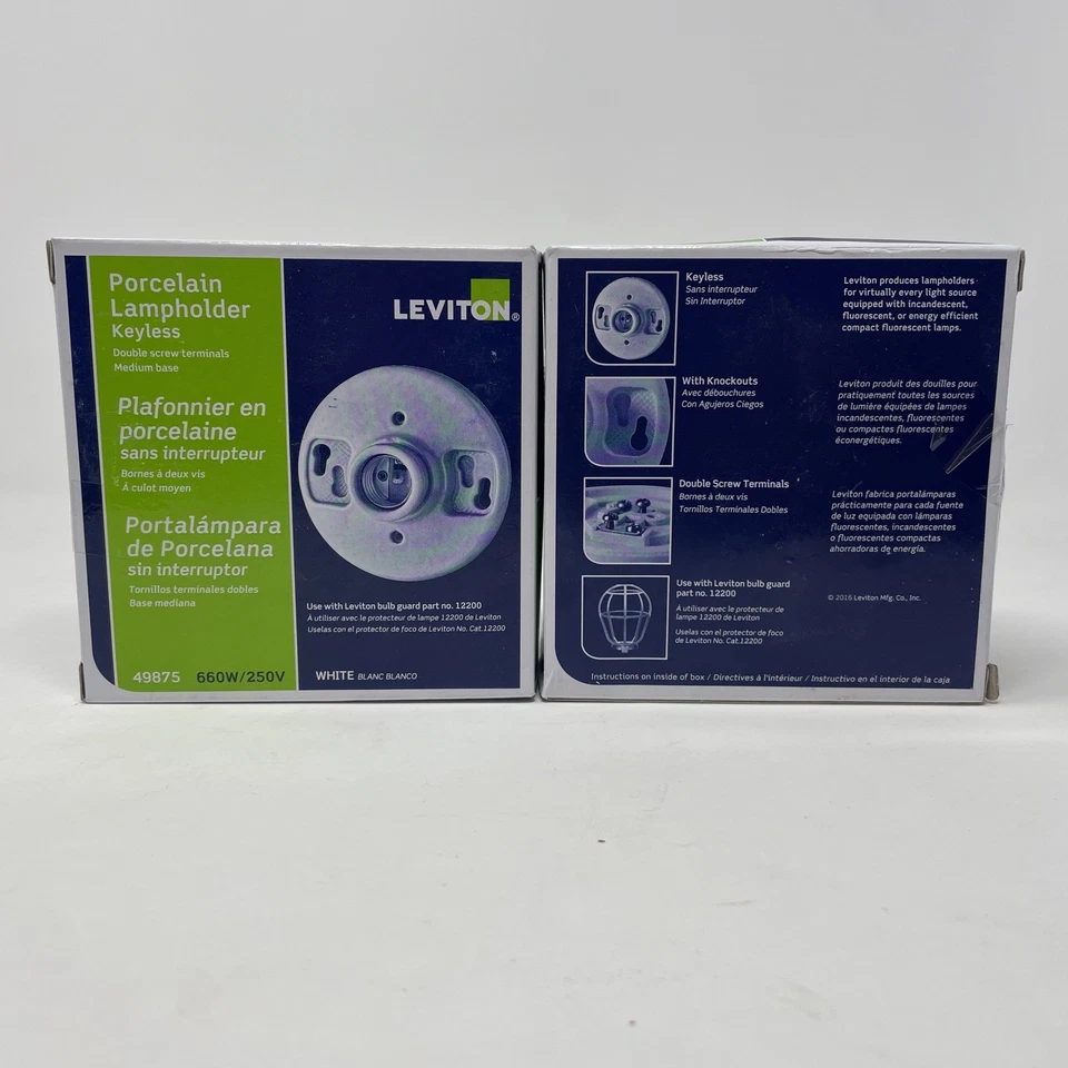 Leviton 49875 660w 250v White Keyless Porcelain Lampholder