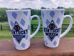 Two 2021 Kentucky Derby 147 Ceramic Coffee Latte Mug Unused Double Sided 16 Oz - Picture 1 of 7