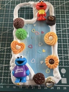 Sesame Street Elmo Cookie Monster iPhone 12 Case Whip Deco Cute Smartphone Cover - Photo 1 sur 1