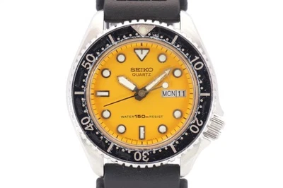 [New Strap/Battery]SEIKO Diver 6458-600A Quartz Day/Date Yellow Dia lMen's Watch - Image 1 of 4