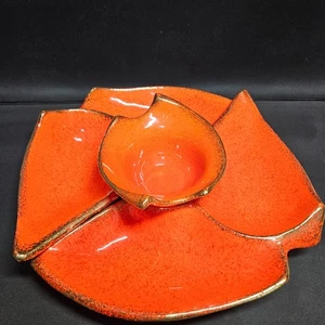 Vintage California Originals - Juego de 5 piezas de cerámica Chip & Dip oro naranja - Imagen 1 de 8