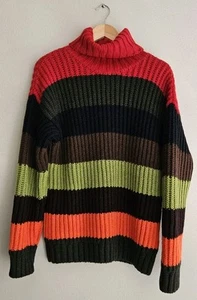 P.A.R.O.S.H. Striped Block Turtleneck Knit Sweater Women Size S - Picture 1 of 8
