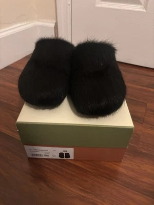 Marni Black Fur Slides Mule Sandals Size 44 - Image 1 of 4