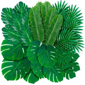 108 Pack Palm Leaves Artificial Tropical Monstera - 6 Kinds Large Small Green... - Picture 1 of 9