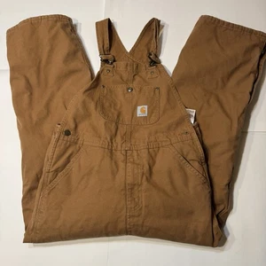 Carhartt Youth Insulated Canvas Bib Overalls Chore Work Size 14 Boys - Picture 1 of 12