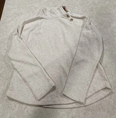 Suéter J.Crew Mujer Mediano Crema Con Cuadros Ancho Cuello Botón Sudadera Suave Foto 1 de 4